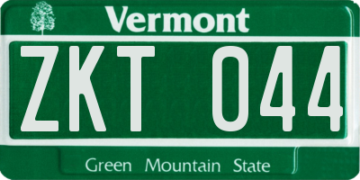 VT license plate ZKT044