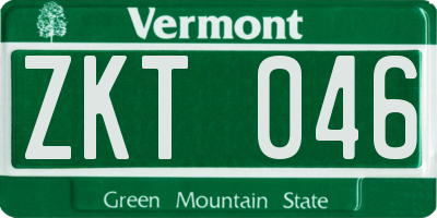 VT license plate ZKT046