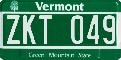 VT license plate ZKT049