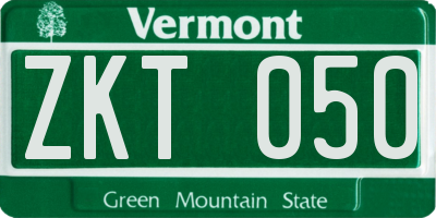 VT license plate ZKT050