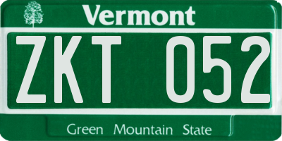 VT license plate ZKT052