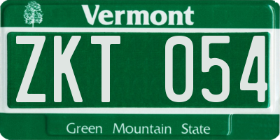 VT license plate ZKT054