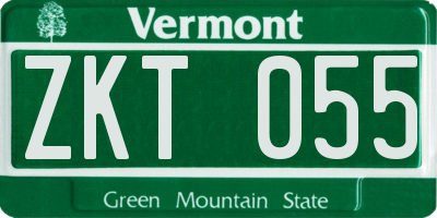 VT license plate ZKT055