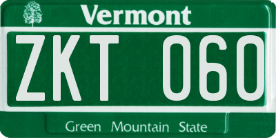 VT license plate ZKT060
