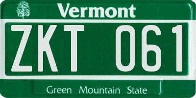 VT license plate ZKT061
