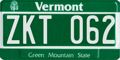 VT license plate ZKT062