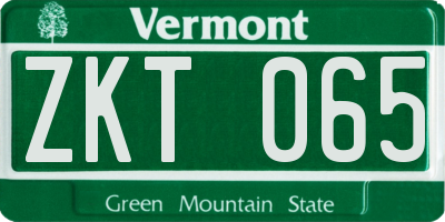 VT license plate ZKT065