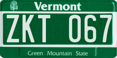 VT license plate ZKT067
