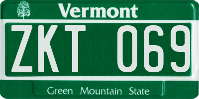 VT license plate ZKT069