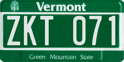 VT license plate ZKT071