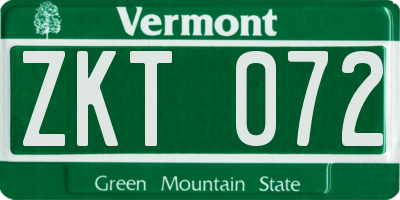 VT license plate ZKT072