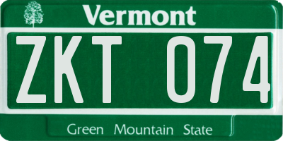 VT license plate ZKT074