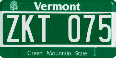 VT license plate ZKT075