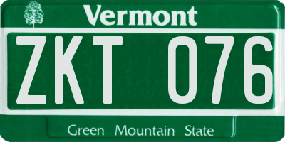 VT license plate ZKT076