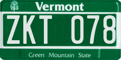 VT license plate ZKT078