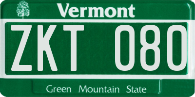 VT license plate ZKT080