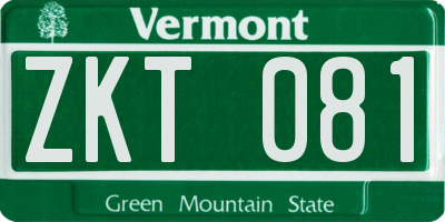 VT license plate ZKT081