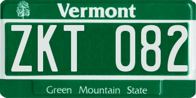VT license plate ZKT082