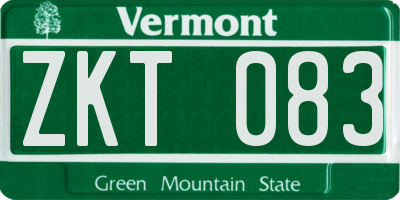 VT license plate ZKT083