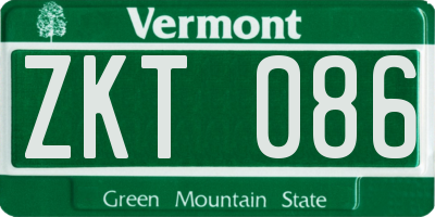 VT license plate ZKT086