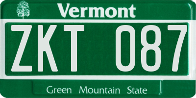 VT license plate ZKT087