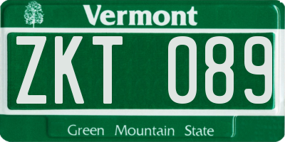 VT license plate ZKT089