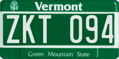 VT license plate ZKT094