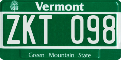 VT license plate ZKT098