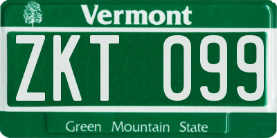 VT license plate ZKT099