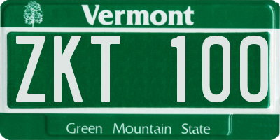 VT license plate ZKT100