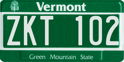 VT license plate ZKT102