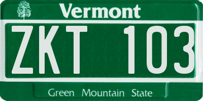 VT license plate ZKT103
