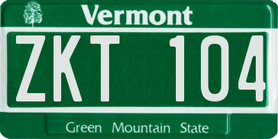 VT license plate ZKT104