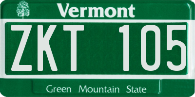 VT license plate ZKT105