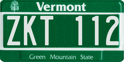 VT license plate ZKT112