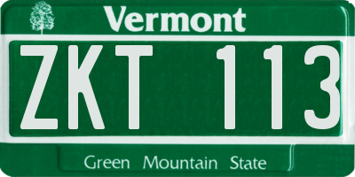 VT license plate ZKT113