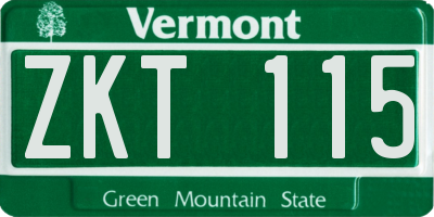 VT license plate ZKT115