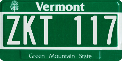 VT license plate ZKT117