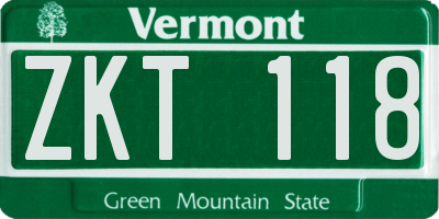 VT license plate ZKT118
