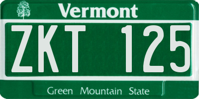 VT license plate ZKT125
