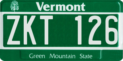 VT license plate ZKT126