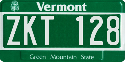 VT license plate ZKT128