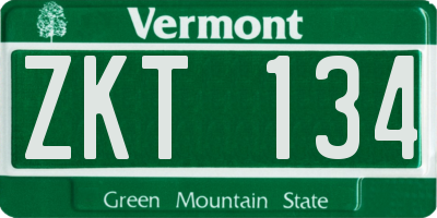 VT license plate ZKT134