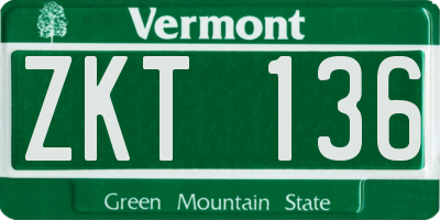 VT license plate ZKT136