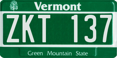 VT license plate ZKT137