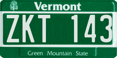 VT license plate ZKT143