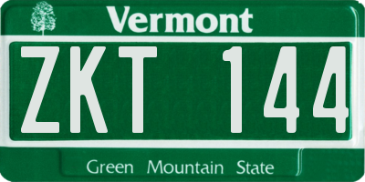 VT license plate ZKT144