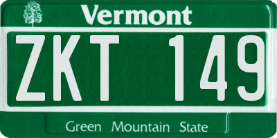 VT license plate ZKT149