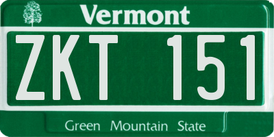 VT license plate ZKT151
