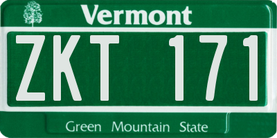 VT license plate ZKT171